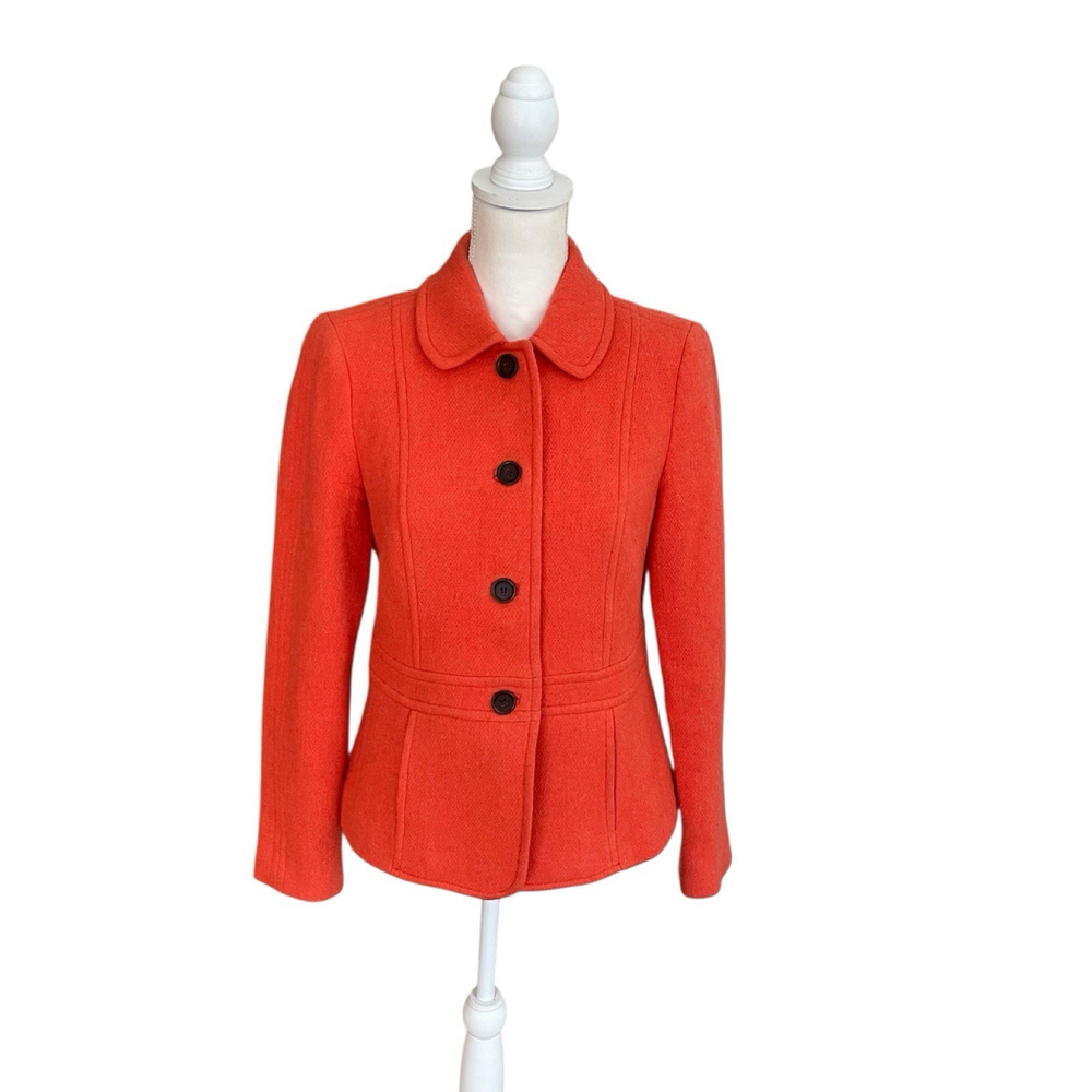 Talbots Orange Button Up Wool Blend Blazer Jacket Size 4